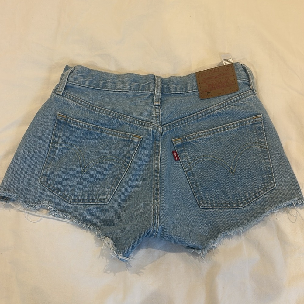 Levi 501 Shorts Denim Blue Women's Distressed Shorted